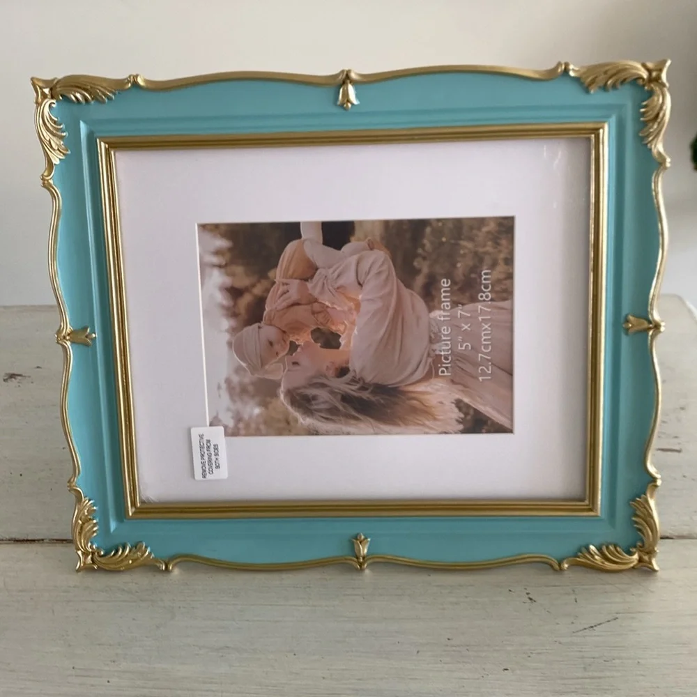Tiffany Blue and Gold Accented Picture Frame - NEW